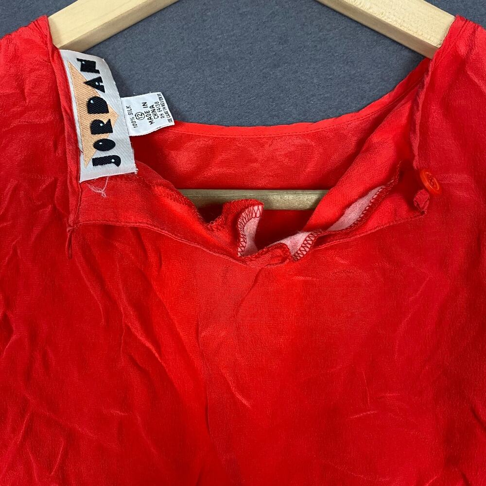 Jordan Top Womens 12 Red 100% Silk Sleeveless Blouse Coastal Core Vintage Preppy - Picture 7 of 12